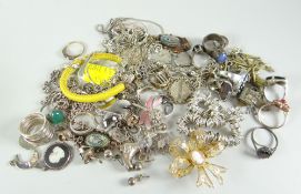 PARCEL OF SILVER AND COSTUME JEWELLERY to include charms, pendants, bracelets etc.