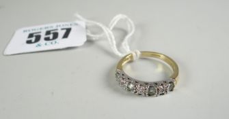 RING being a 9-carat yellow gold stone and diamond chip set ring, 2.4 grams in box.