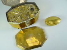 A PRIMITIVE BRASS SNUFFBOX, inscribed W. Phillips Haulier April 16, 1910 Gilfach Goch the reverse