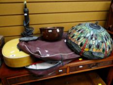 ACOUSTIC GUITAR Chinese made together with Tiffany-style table lamp etc.