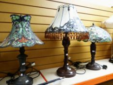 THREE TIFFANY-STYLE TABLE LAMPS