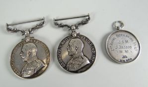 MEDALS being WWI period George V Bravery in the Field medal together with George V Long Service