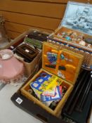A COLLECTION OF SEWING BOXES AND CONTENTS, vintage tins and ephemera