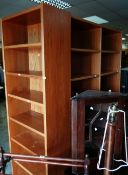 TWO SETS OF TALL LIGHT WOOD BOOKCASES