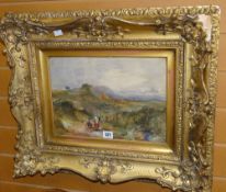 JOHN CRAWFORD WINTOUR (Scottish 1825-1882) watercolour - two figures and an infant in a landscape,