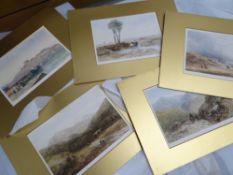 A PORTFOLIO OF FIVE MEZZOTINTS after famous watercolours by David Cox, each presented in gilt