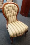 VICTORIAN STYLE BUTTON BACK SPOON BACK CHAIR with floral upholstery