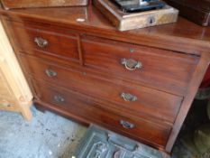 A VINTAGE MAHOGANY CHEST OF DRAWER, two short above, two long below