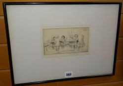 EILEEN SOPER etching - infants at a table, entitled on W B Simpson Gallery label 'In School (