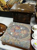 FOOTSTOOL being Victorian, square squat and joined oak