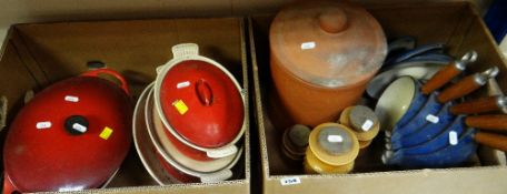 PARCEL OF LE CREUSET COOKWARE, Portmeirion storage jars