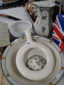 PART STAFFORDSHIRE POTTERY WASHSTAND SET together with a vintage 'Boots' ceramic