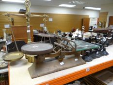 FOUR SETS OF VARIOUS CAST METAL WEIGHING SCALES
