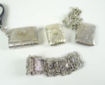 VESTA CASES being two in silver plate and one solid silver (3), together with white metal Egyptian