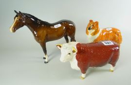 BESWICK china study 'Lochinvar of Lady Park', a Beswick bull 'CH of Champions' and Beswick china
