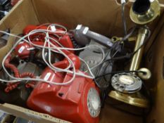 FIVE VARIOUS COLOURED TWO PIECE TELEPHONES