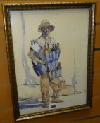 ROBERT EADIE RSW (1877-1954) watercolour and pencil - standing Afro-Caribbean street figure