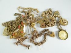 A PARCEL OF MIXED YELLOW METAL/GOLD JEWELLERY for prospective purchasers to view and scrutinise,