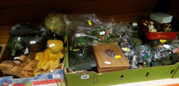 COLLECTION OF VINTAGE TOY SOLDIERS, tanks, Sooty glove puppet etc