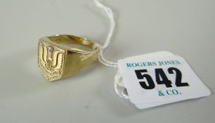 RING being a 9-carat gold gents' SAS 'Who Dares Wins' design and diamond chip in associated ring box