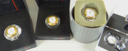 VARIOUS SWAROVSKI CRYSTAL GLASS-ENCASED TABLE CLOCKS