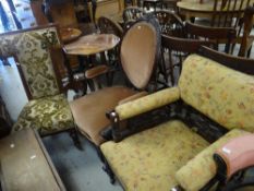 TWO EARLY C20TH BEDROOM CHAIRS, together with a Prie-Dieu