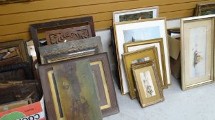A VERY LARGE PARCEL OF PICTURES, PRINTS, FRAMES AND MIRRORS