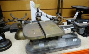 THREE VINTAGE WEIGHING SCALES one by J W Towers & Co