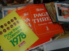 A COLLECTION OF WELSH RUGBY EPHEMERA, 1970s and earlier programmes, 1980s The Sun 'page 3' calendars