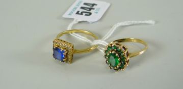 TWO RINGS being 9-carat yellow gold dress rings in associated box, 5.76 grams approximately