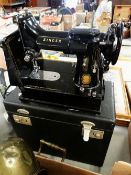 SINGER SEWING MACHINE being the collectable vintage model 222K (cased)