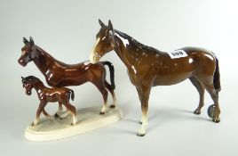 BESWICK china study of a horse with label '701 Modelled from 'Bois Roussell 1938 Derby Winner'