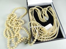 A PARCEL OF PEARLS to include necklace with 9 carat gold clasp etc.