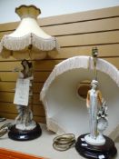 TWO CAPODIMONTE FIGURAL TABLE LAMPS, one with certificate