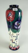 MOORCROFT pottery tall slender vase in tribute to Charles Rennie Mackintosh, tube-line pattern,