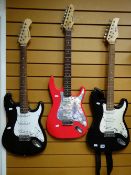 THREE ELECTRIC GUITARS by Burswood, Peavey & Power Play