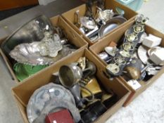 FOUR BOXES OF VARIOUS EPNS & BRASSWARE