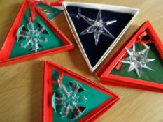 SWAROVSKI LIMITED EDITION CHRISTMAS SNOWFLAKE ORNAMENTS 1991-1993
