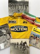 AN HISTORIC 1974 TOUR DE FRANCE WORN YELLOW JERSEY FOR LEGENDARY MOLTENI RIDER EDDY MERCKX