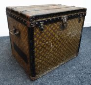 A LOUIS VUITTON ANTIQUE STEAMER TRUNK late 19th early 20th century, serial number 183907, bears