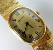 JEAN RENET LADIES WRISTWATCH ON 9CT YELLOW GOLD STRAP. 40.3 grams approximately. Condition Report: