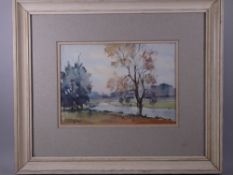 GERALD V GADD watercolour - riverside scene, 17 x 25 cms