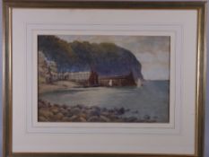 WARREN WILLIAMS ARCA watercolour - harbour scene with buildings and boats, an unfinished and