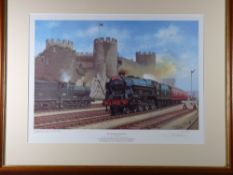 ERIC BOTTOMLEY limited edition print - titled 'Irish Mail at Conwy', signed in pencil, 39 x 52 cms