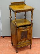A CIRCA 1900 ATTRACTIVE NIGHT STAND with fall front containing a coal bucket
