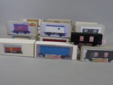 MODEL RAILWAY - Wrenn/Hornby Dublo goods wagons inclusive of six passenger fruit vans, blue, maroon,