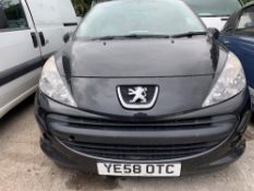 A PEUGEOT FIVE DOOR HATCHBACK CAR, first registered 2008, petrol, 1397cc, registration number YE58