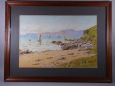 WARREN WILLIAMS ARCA watercolour - North Wales, believed Anglesey coastal scene with numerous