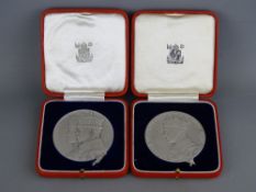 TWO ROYAL MINT LARGE SIZE SILVER MEDALLIONS BY PERCY METCALF to include the official 1935 Jubilee