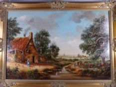 DURAN FAINE oil on canvas - rural Dutch village scene, signed, 59 x 90 cms